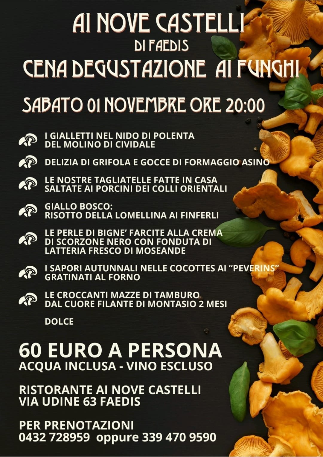 Cena degustazione ai funghi